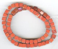 16 inch strand of 6x6mm Red Jasper Cubes